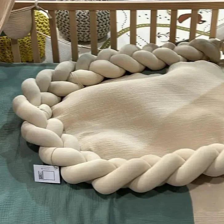 Resguardo de berço em musselina entrançada, 180 cm, bege | Para bebés e berços