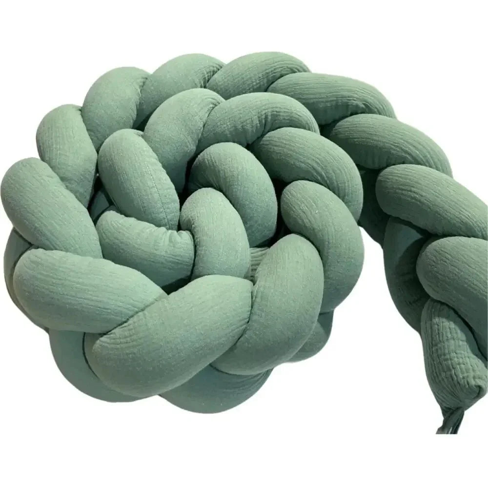 Trenza protector de cuna muselina | verde musgo 180cm