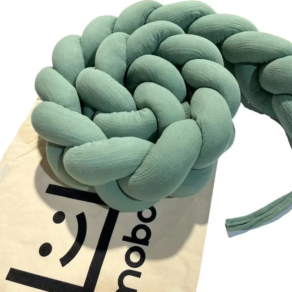 Trenza protector de cuna muselina | verde musgo 180cm