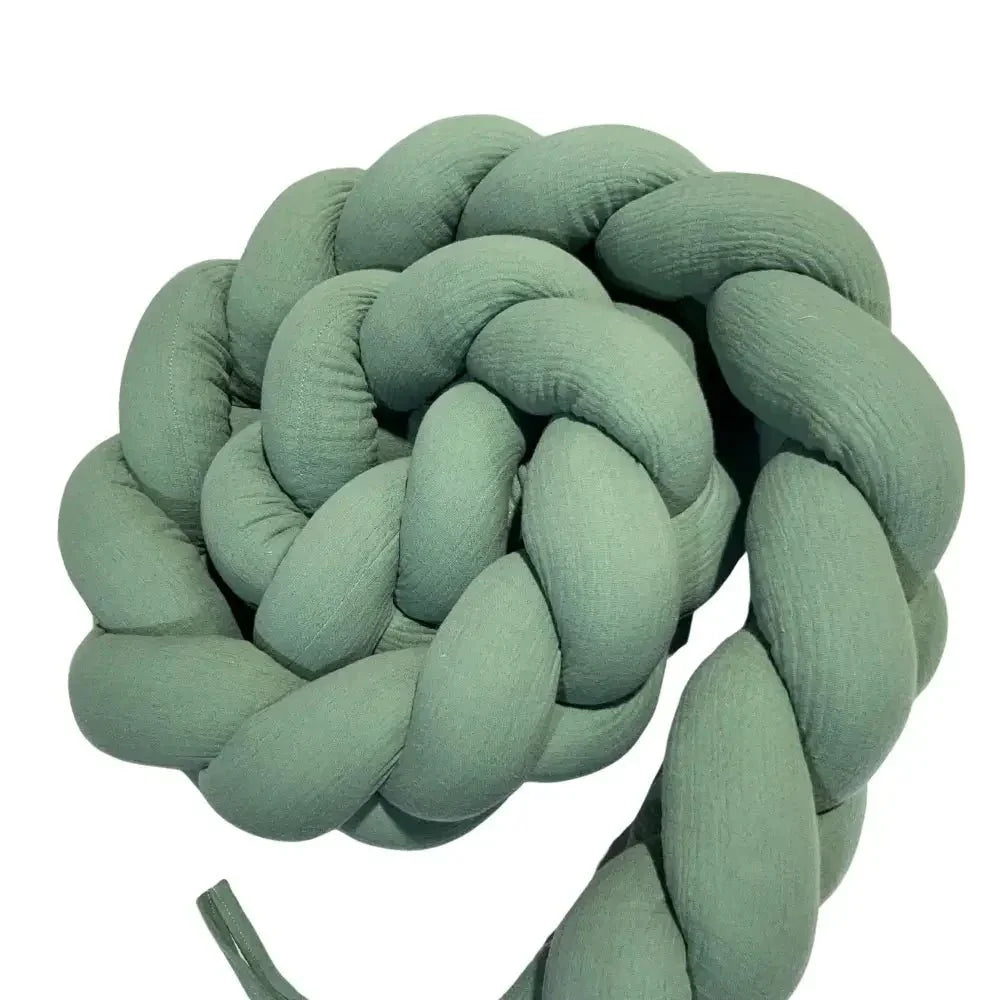 Trenza protector de cuna muselina | verde musgo 180cm