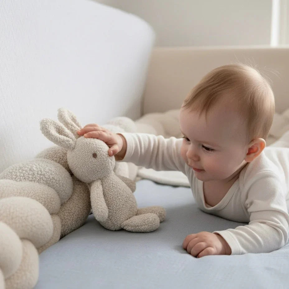 Resguardo de berço e cama em bouclé branco entrançado 200cm