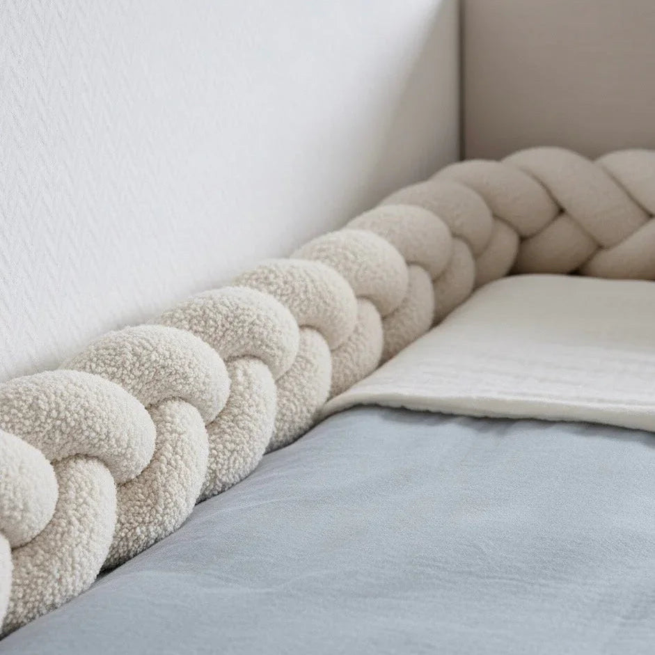 Trenza protectora de cuna y cama bouclé blanco 200cm