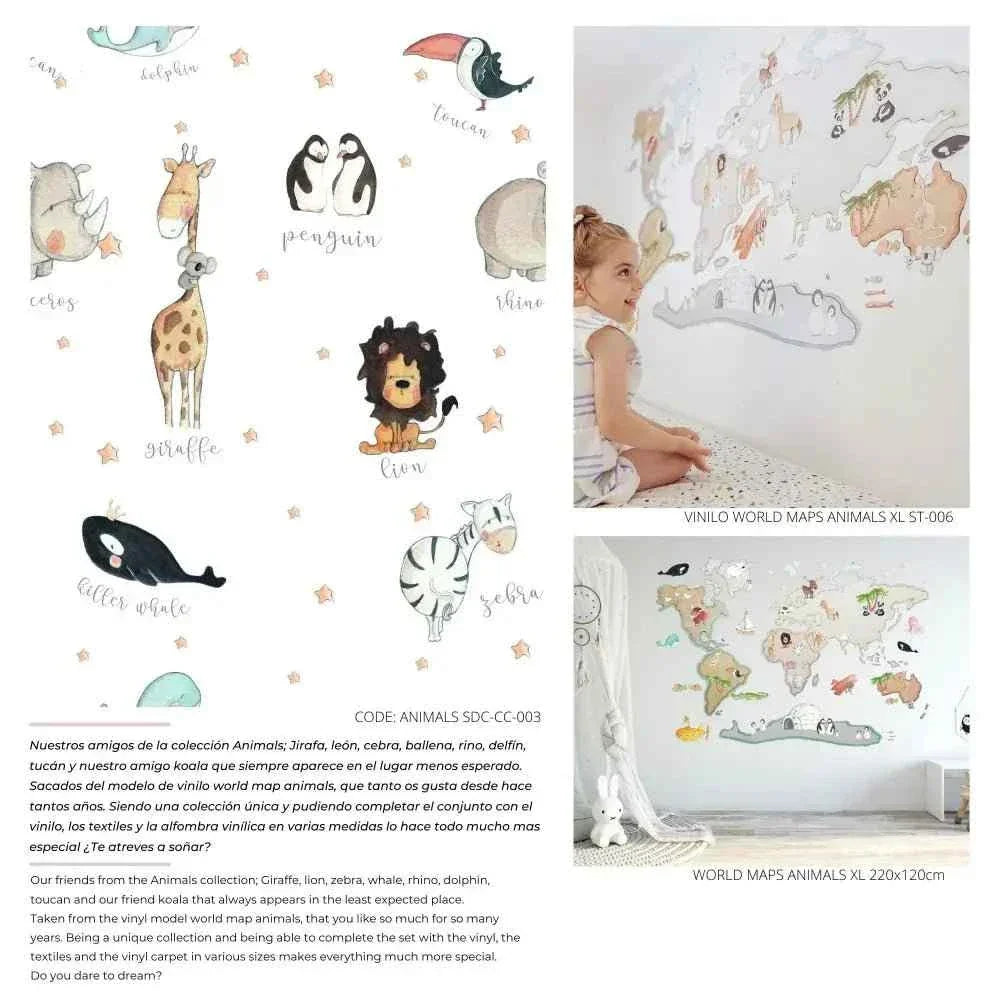 Papel pintado infantil con motivos de animales | Mágicos