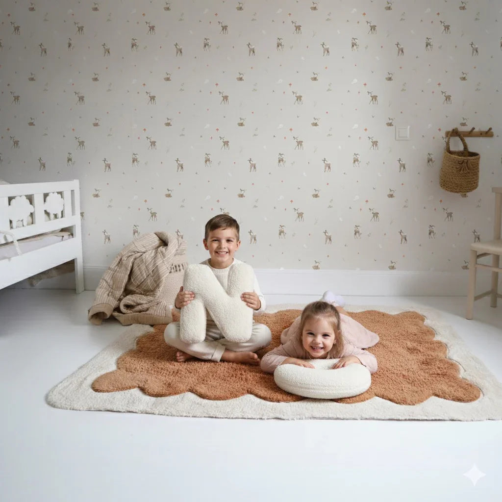 Papel pintado de ciervos con flores vibrantes | Para niños