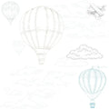 Papel pintado globos en el aire | azul y beige infantil