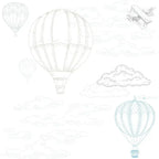 Papel pintado globos en el aire | azul y beige infantil