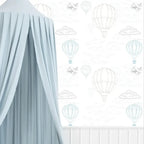 Papel pintado globos en el aire | azul y beige infantil