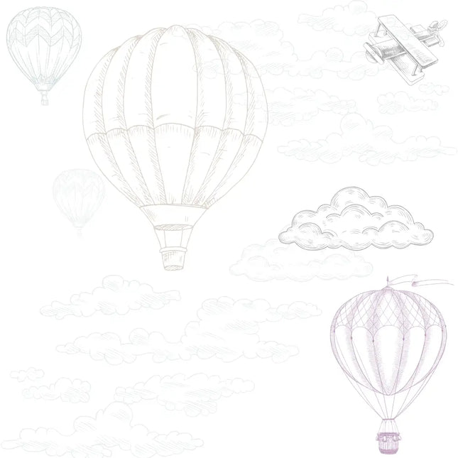 Papel Pintado Globos en el aire - Azul y RosaPapel PintadoHome & Garden > Decor > Wallpaper