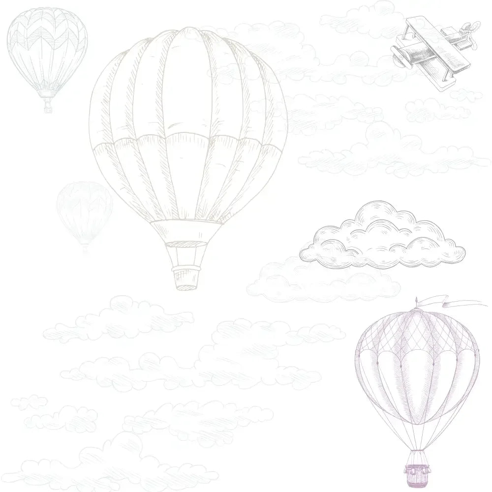 Balloons in the Air Wallpaper | Blue and Pink for Kids