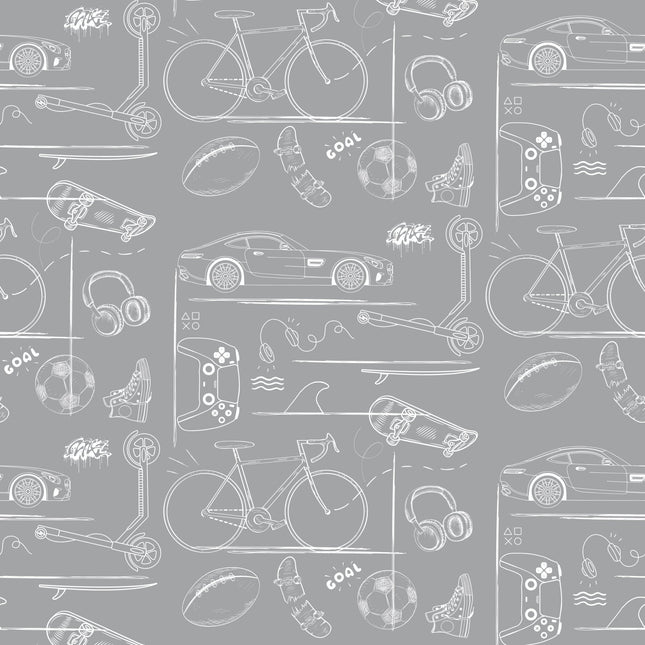 Papel Pintado Infantil "Gaming" grisPapel PintadoHome & Garden > Decor > Wallpaper