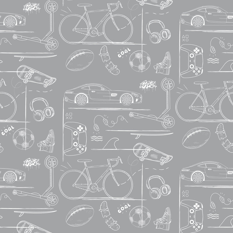 Papel Pintado Infantil "Gaming" grisPapel PintadoHome & Garden > Decor > Wallpaper