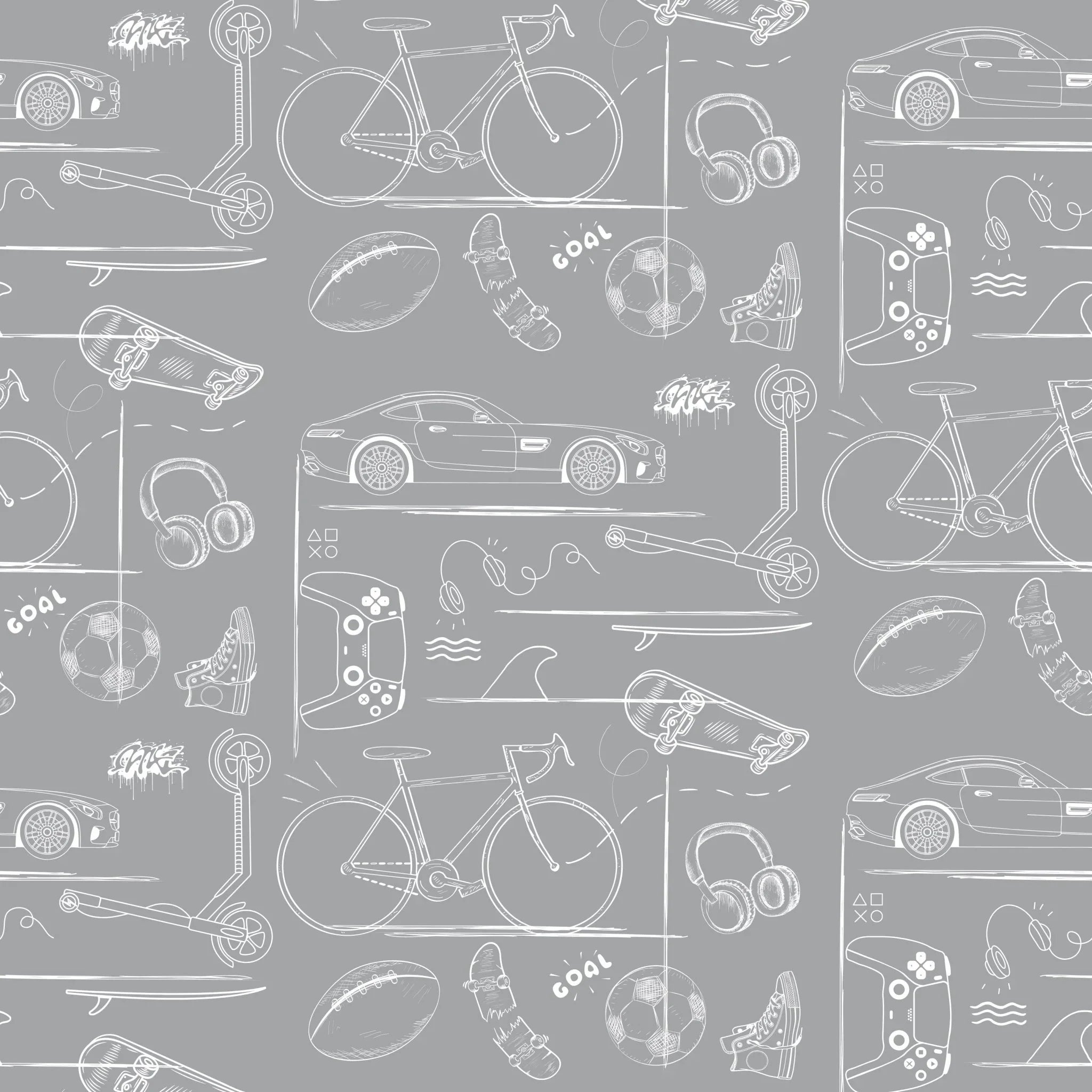 Papel pintado con motivos gaming gris | Para adolescentes
