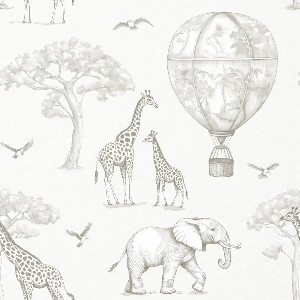 Papel pintado infantil con jirafas y globos | Ideal para bebés