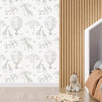 Papel pintado infantil con jirafas y globos | Ideal para bebés