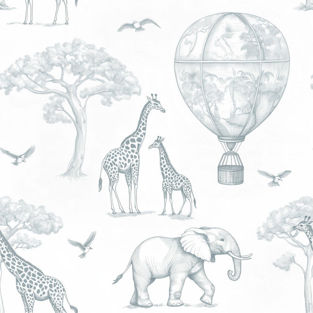 Papel Pintado Infantil Jirafas & Globos Azul EmpolvadoPapel PintadoHome & Garden > Decor > Wallpaper