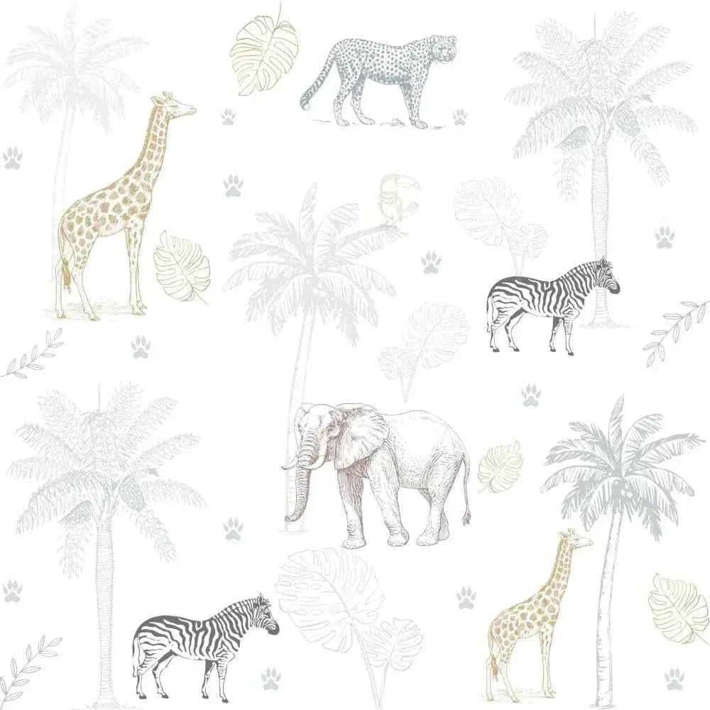 Papel pintado de jungla infantil para habitaciones | con animales