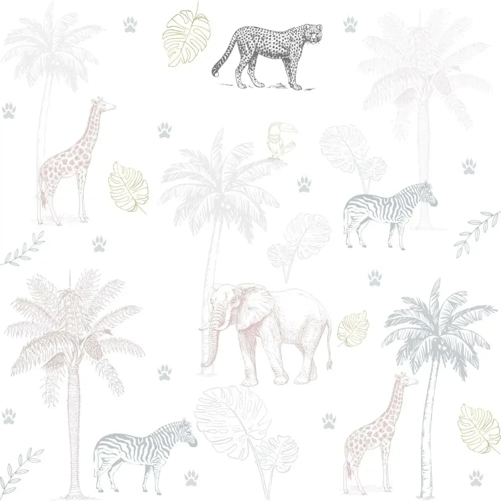 Pink jungle wallpaper for children's rooms