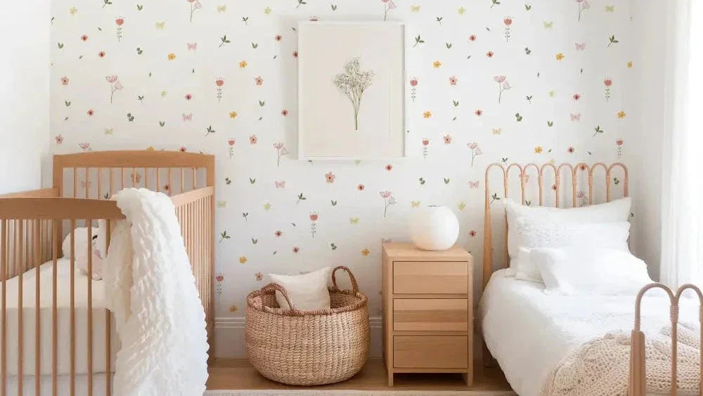 Papel pintado floral primavera para niños | diseño mágico