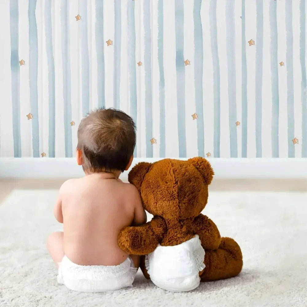 Papel pintado infantil de acuarela | azul celeste