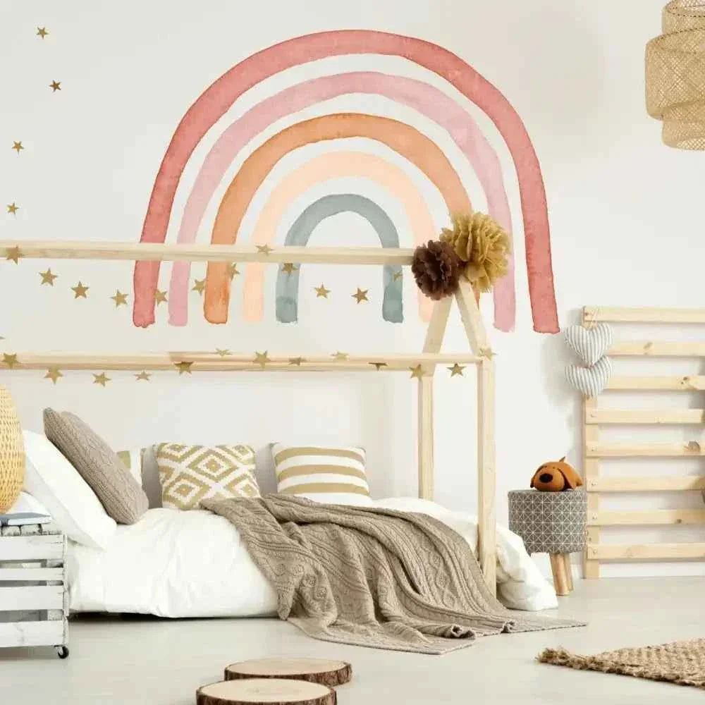 Vinil decorativo infantil | Com arco-íris e cegonhas