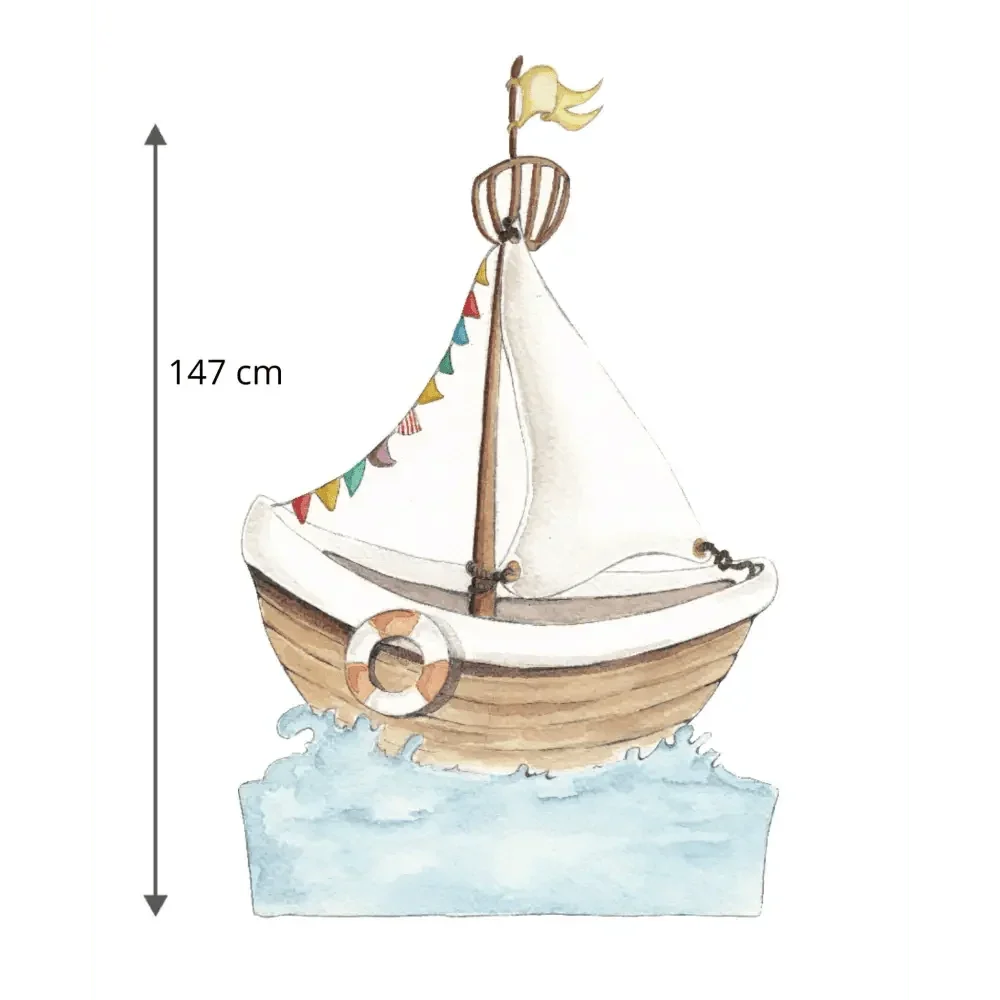 Vinilo decorativo infantil con diseño de barco para paredes
