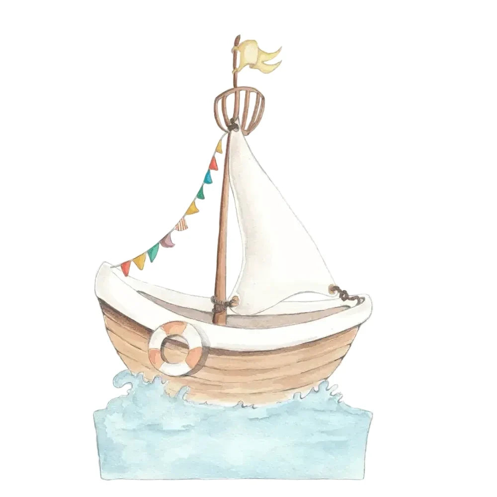 Vinilo decorativo infantil con diseño de barco para paredes