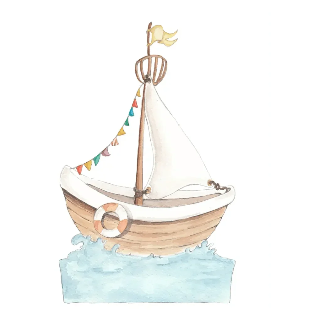 Vinilo decorativo infantil con diseño de barco para paredes