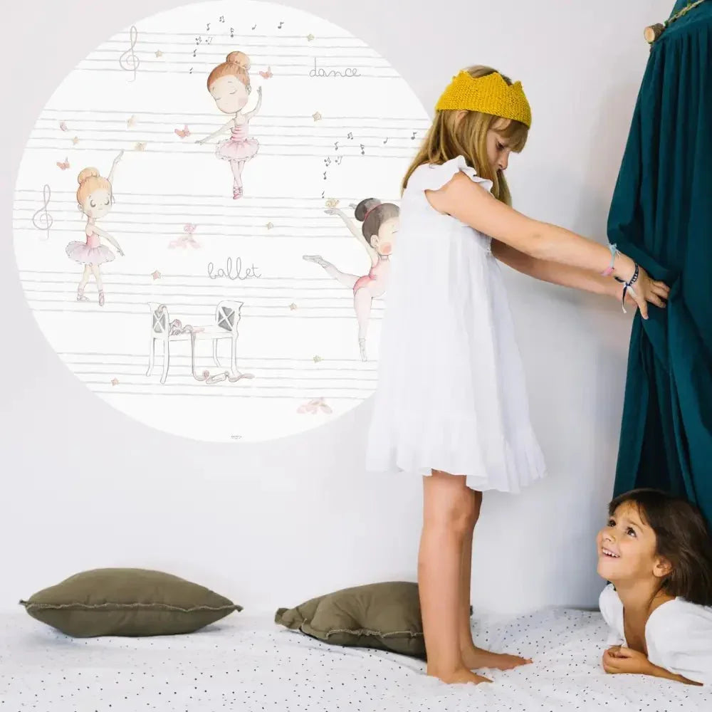 95cm round children's vinyl ballerina wall sticker | watercolor