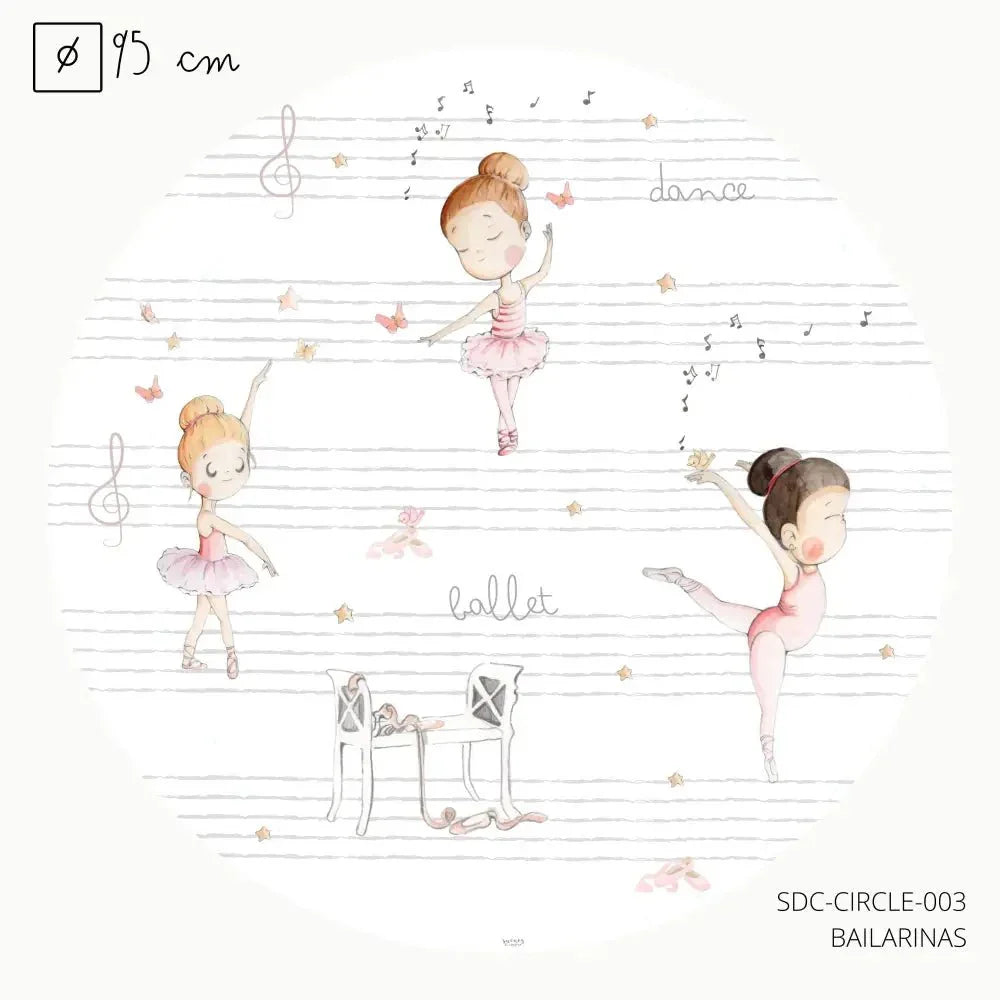 95cm round children's vinyl ballerina wall sticker | watercolor