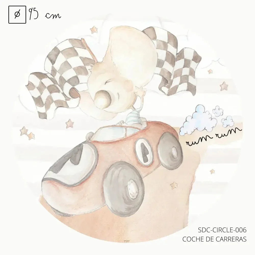 Vinilo Infantil Redondo 95cm | Coche De Carreras