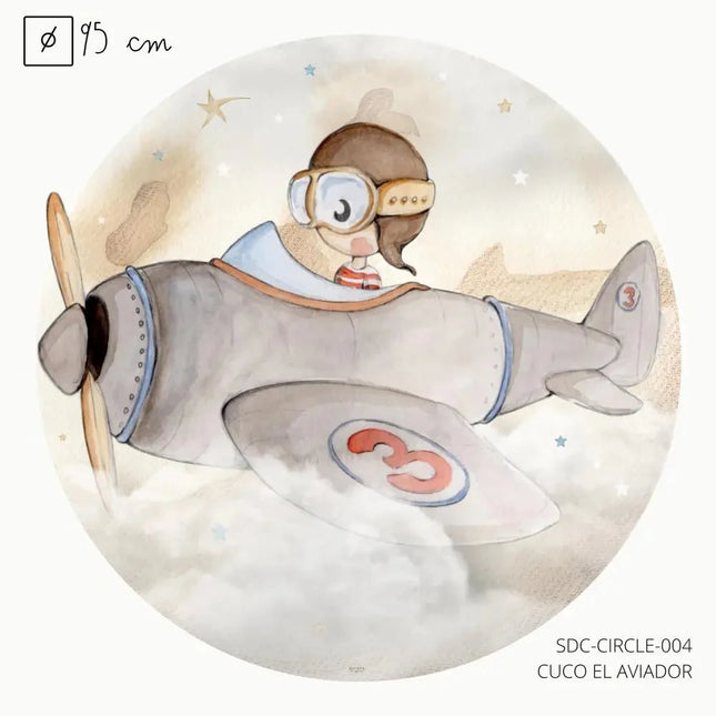 Vinilo Circle Ø95cm "CUCO EL AVIADOR"ViniloArts & Entertainment > Hobbies & Creative Arts > Arts & Crafts > Art & Crafting Materials > Embellishments & Trims > Decorative Stickers