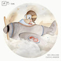 Vinilo infantil redondo de 95 cm | Cuco el Aviador