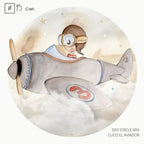 Vinilo infantil redondo de 95 cm | Cuco el Aviador