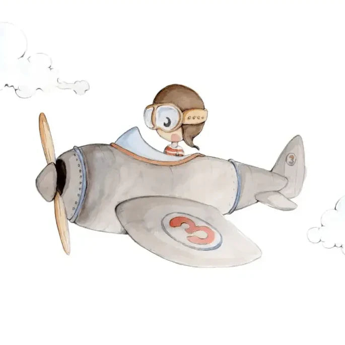 Vinilo infantil redondo de 95 cm | Cuco el Aviador