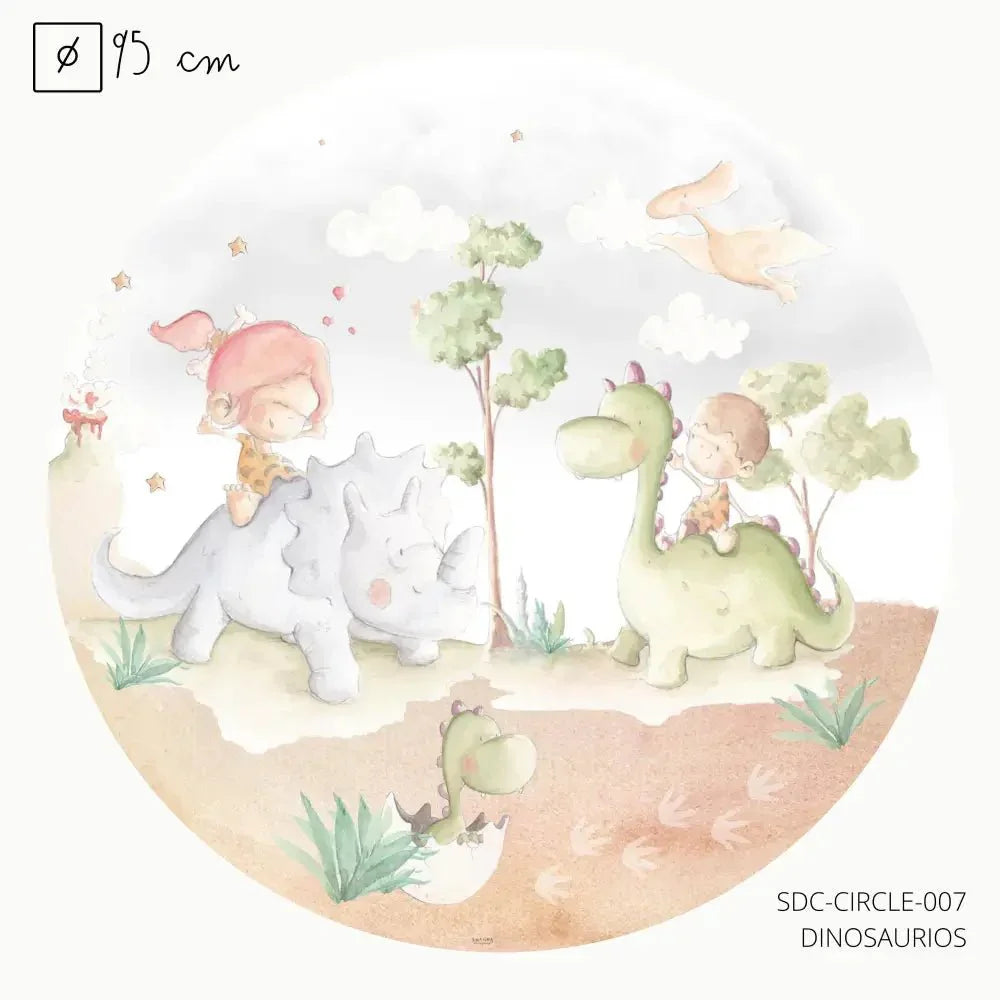 Round dinosaur vinyl decal | watercolor design for kids