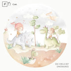 Round dinosaur vinyl decal | watercolor design for kids