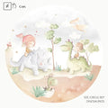 Vinilo redondo dinosaurios | diseño acuarela para niños