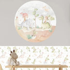 Vinilo redondo dinosaurios | diseño acuarela para niños