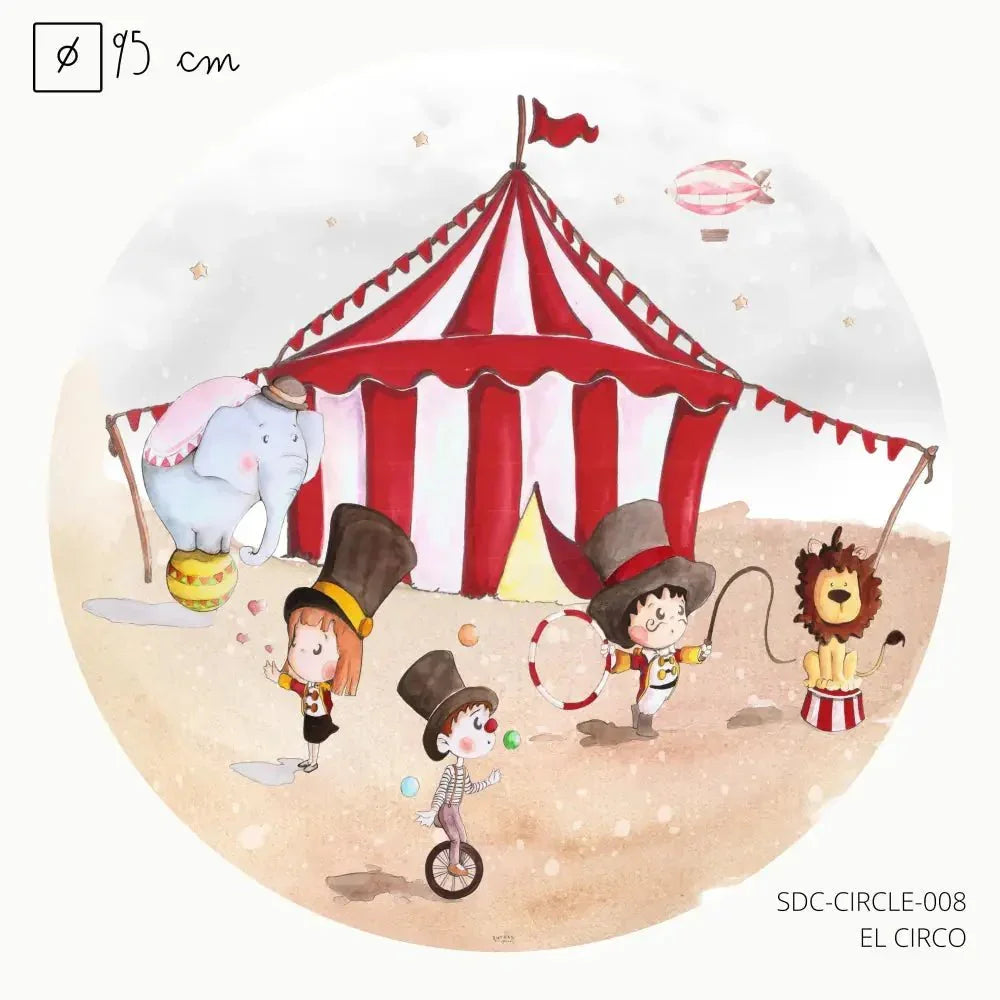 Vinilo redondo El Circo 95cm pintado a mano | infantil