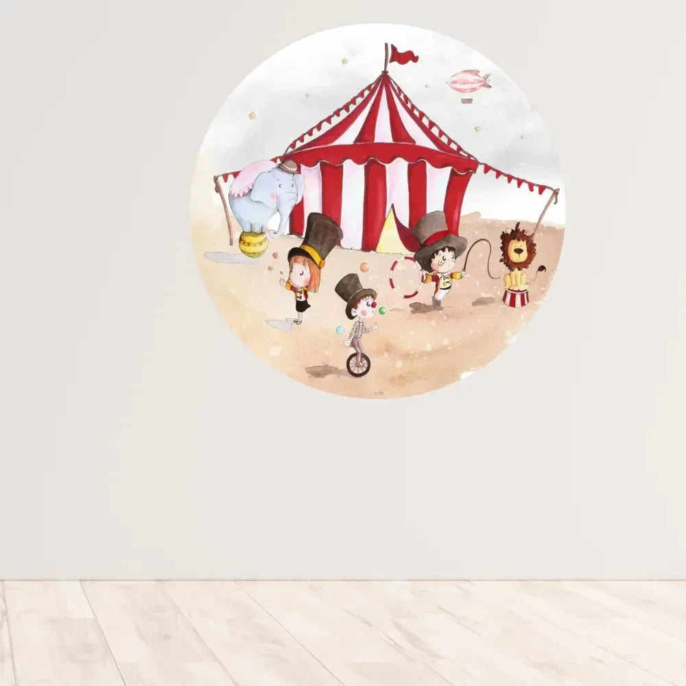 Vinilo redondo El Circo 95cm pintado a mano | infantil