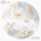 Vinilo redondo infantil Mundo Ardillas ilustración | Ø95cm