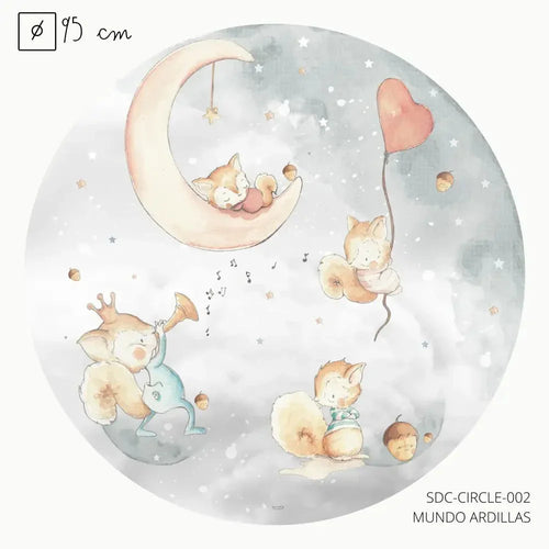 Vinilo redondo infantil Mundo Ardillas ilustración | Ø95cm