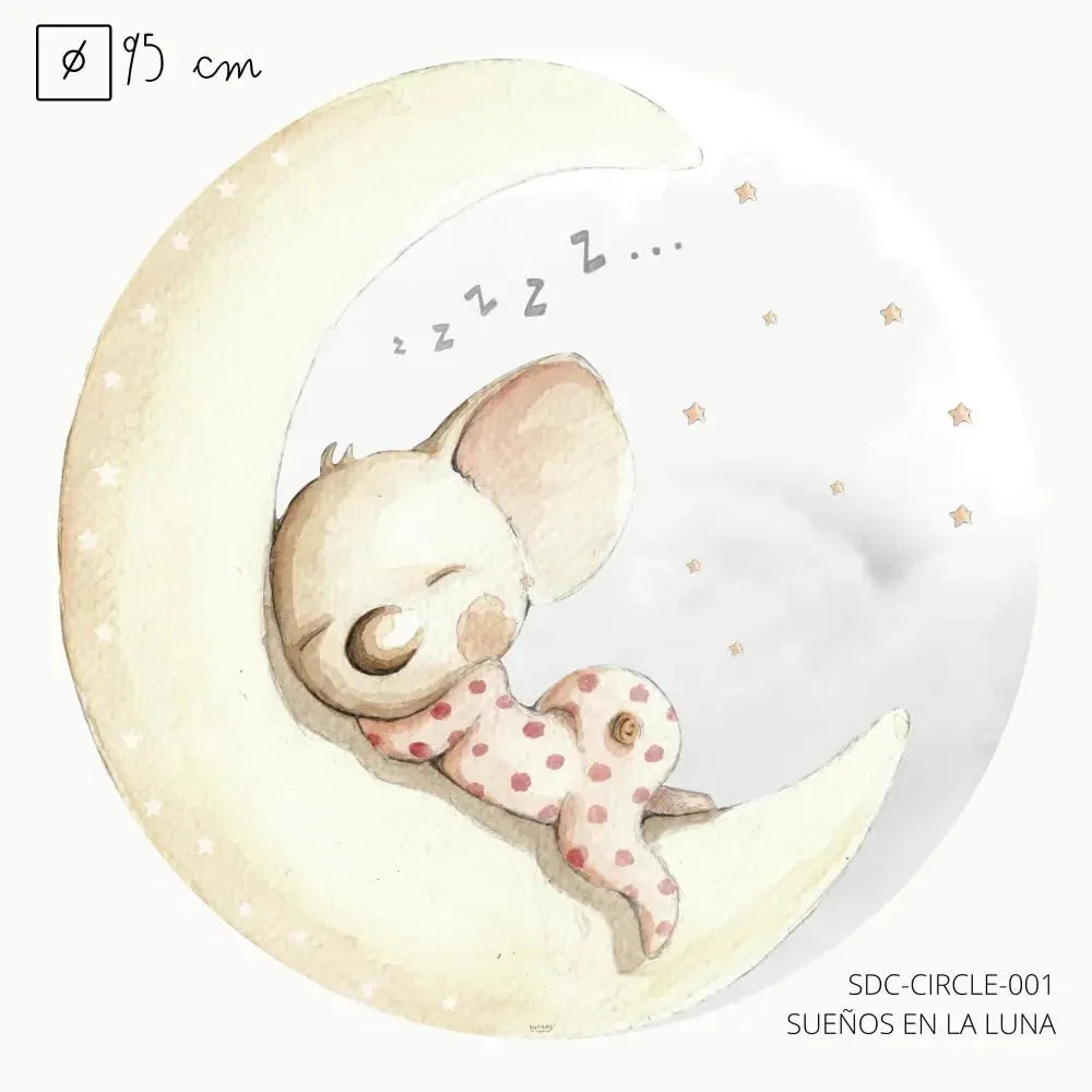 Vinilo infantil redondo de 95 cm | Sueños en la luna