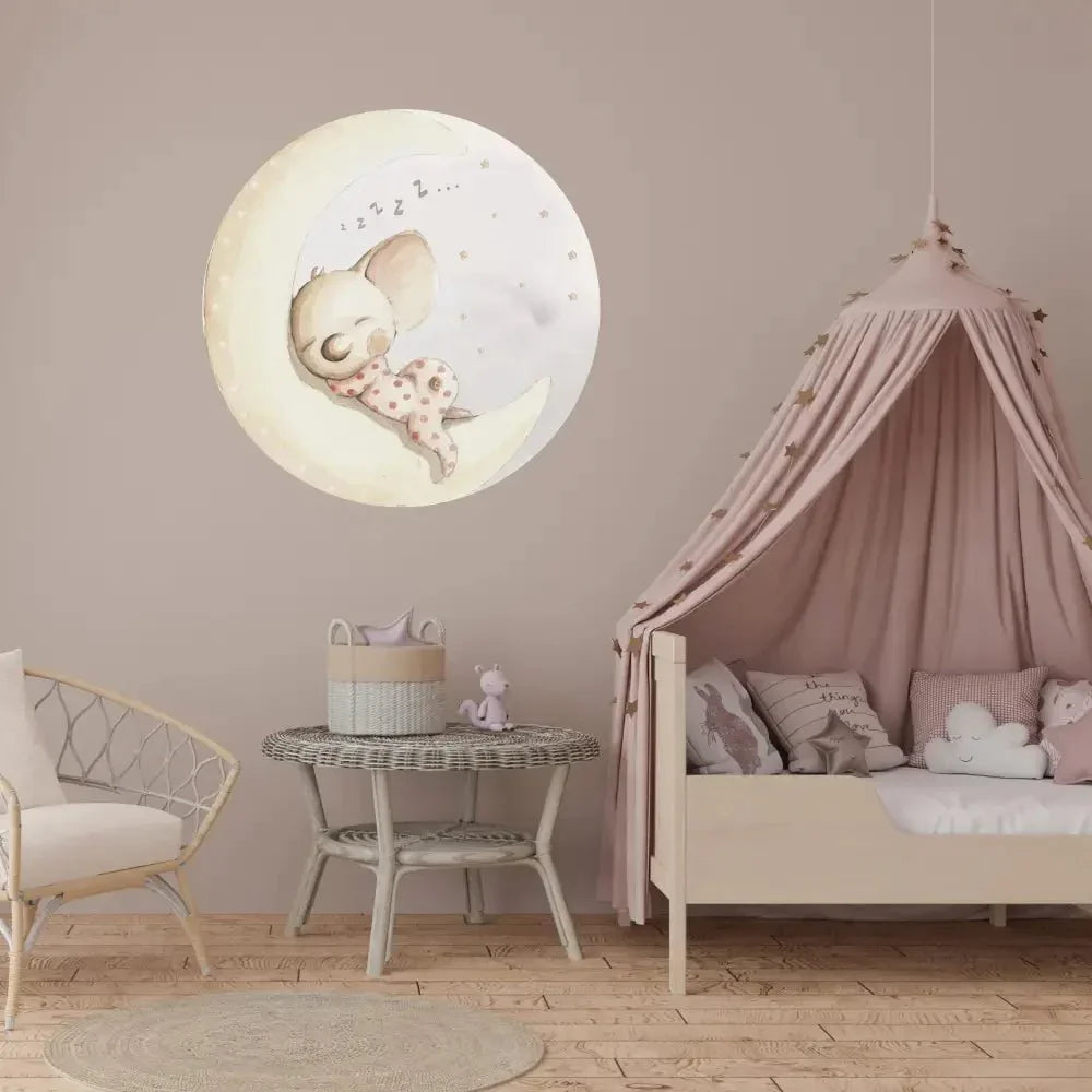 Vinilo infantil redondo de 95 cm | Sueños en la luna