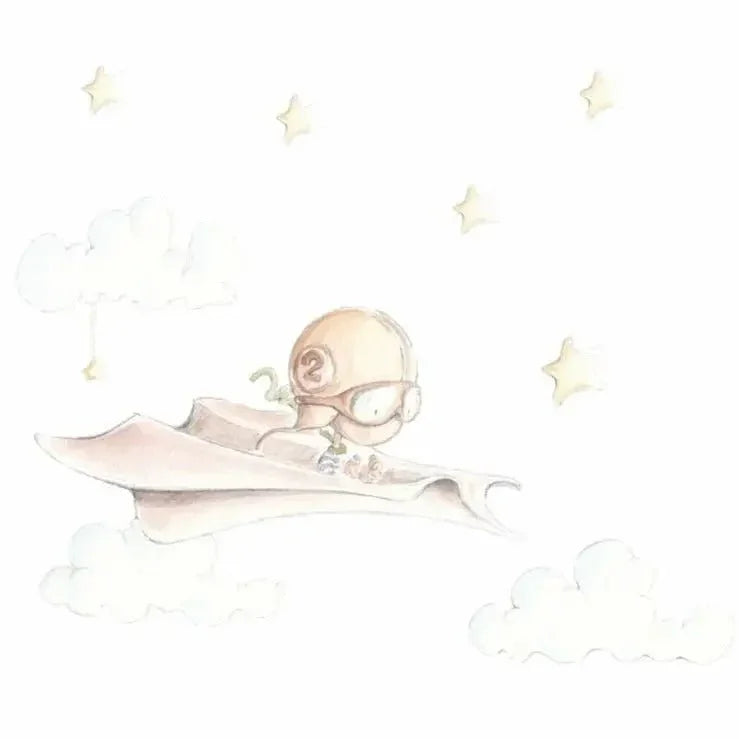 Vinilo avion de papel infantil | tela autoadhesiva ecológica
