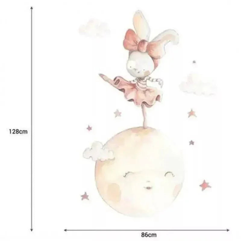 Vinilo tela infantil bailando en la luna | Decorativo
