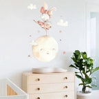 Vinilo tela infantil bailando en la luna | Decorativo