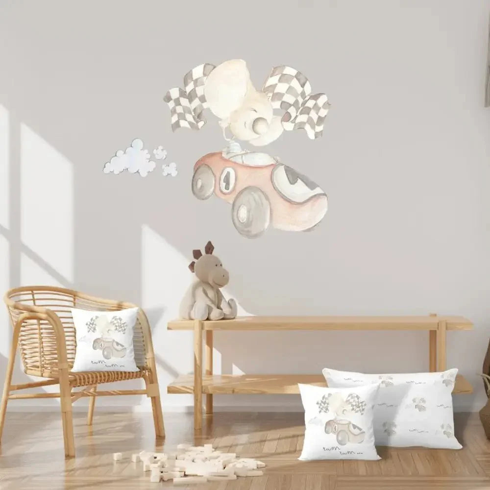 Vinilo de tela infantil coche de carreras | Decorativo