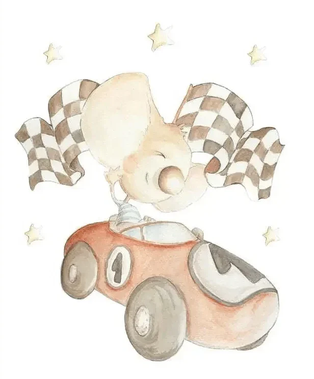 Vinilo de tela infantil coche de carreras | Decorativo