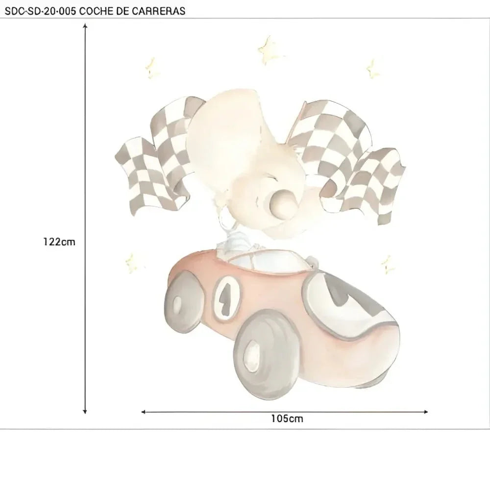 Vinilo de tela infantil coche de carreras | Decorativo